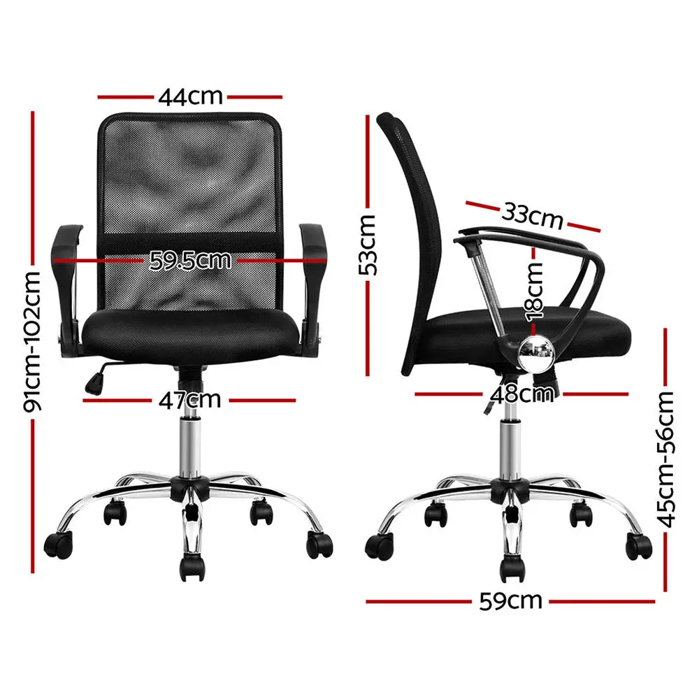 Artiss 2X Mesh Office Chair Mid Back (Black) 2