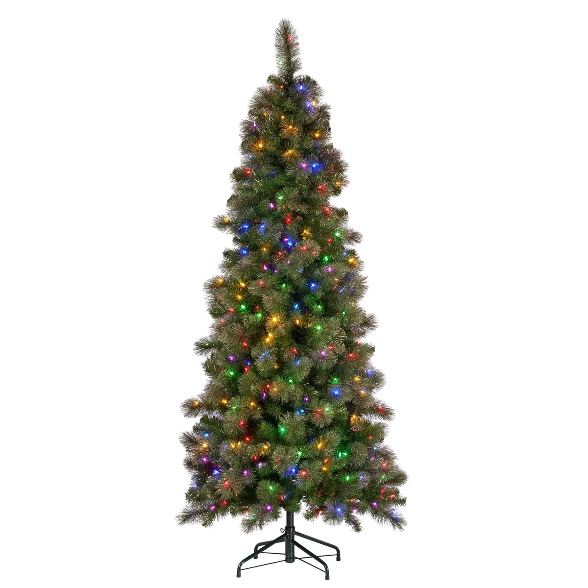 Christabelle 7.5Ft Slim Gold Glitter Christmas Tree With Led Lights 1