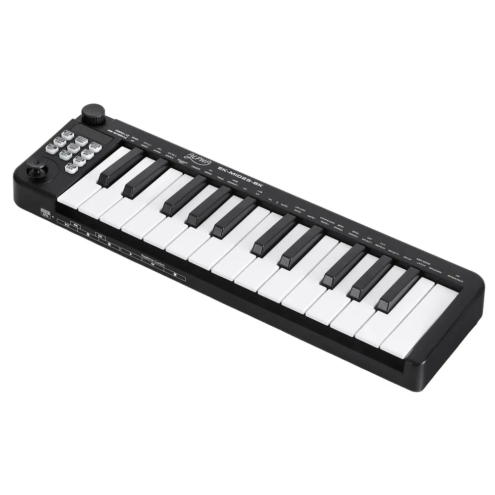 Alpha 25-Key Midi Keyboard Controller Portable Piano Usb Laptop (Black) 1