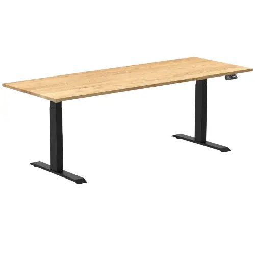 Desky Dual Hardwood Sit Stand Desk 200Cm White Oak Desktop And Matte Black Frame 1
