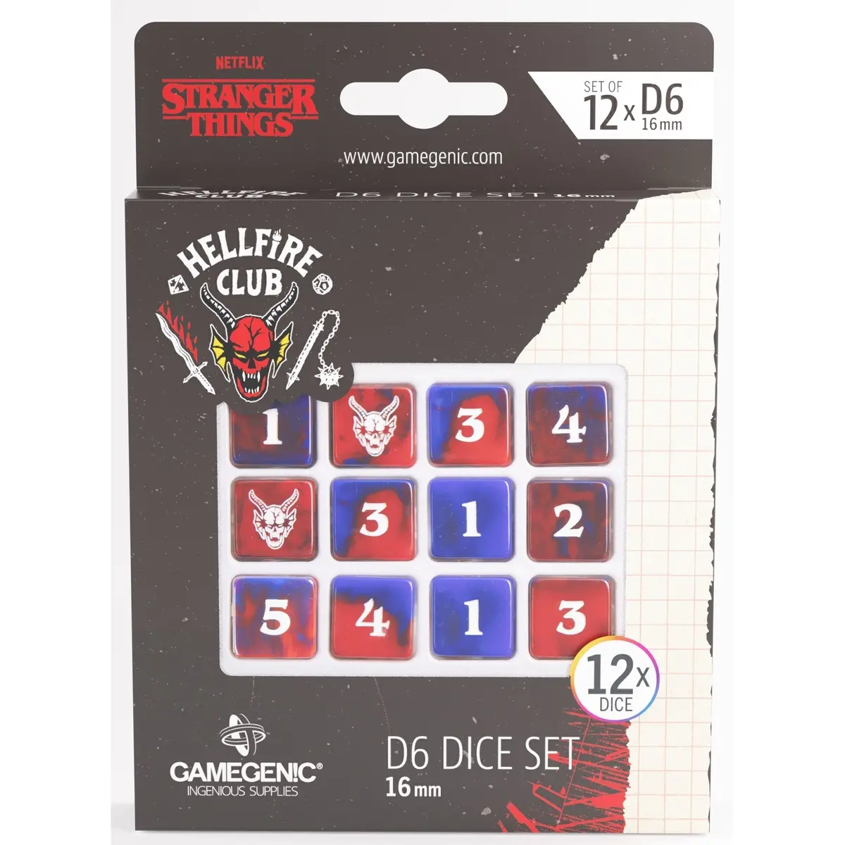 Gamegenic Stranger Things - Hellfire Club D6 Dice Set 12X - 16Mm 2