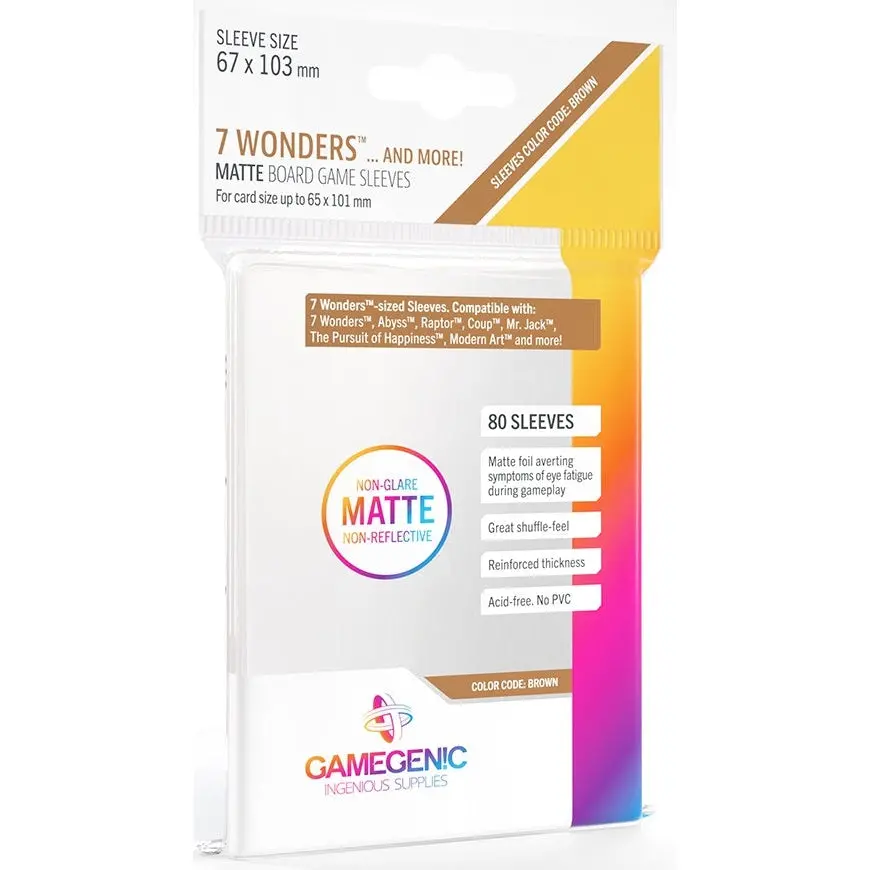 Gamegenic Matte Board Game Sleeves 7 Wonders/Abyss 67Mmx103mm 80 Sleeves (Brown) 1