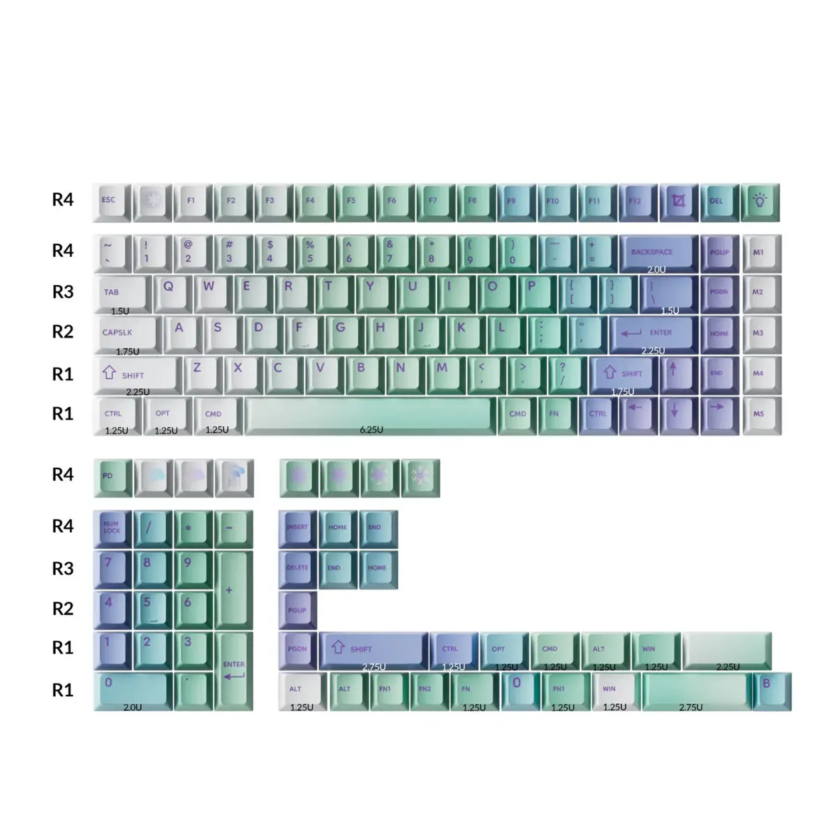Keychron Cherry Profile Dye-Sub Pbt Full Keycap Set (Cloud And Snow) 2