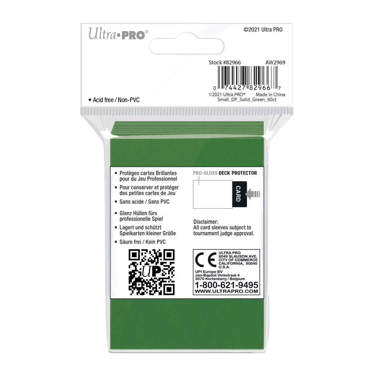 Ultra Pro: Up82966 Pro-Gloss 60Ct Small Deck Protector Sleeves: Green 2