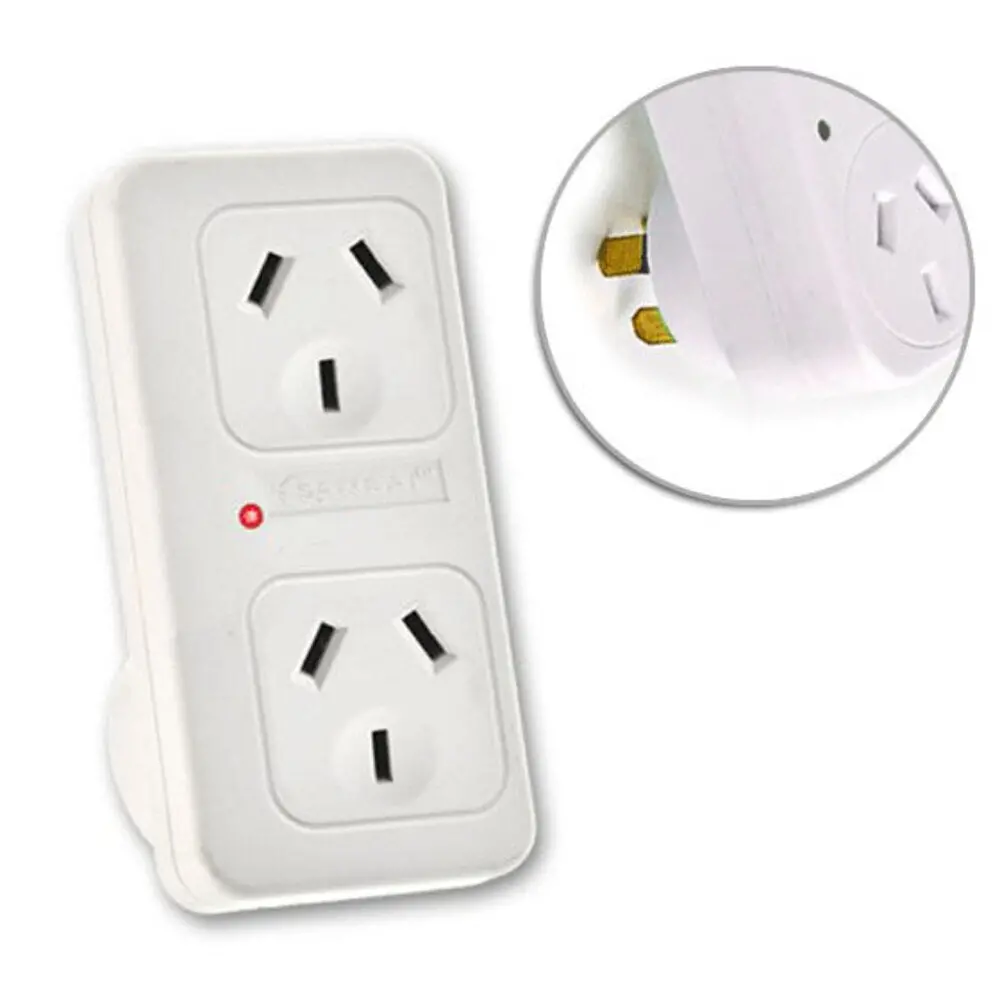 Sansai Vertical Up Powerpoint Double Adaptor/Outlet Power Board Splitter 2