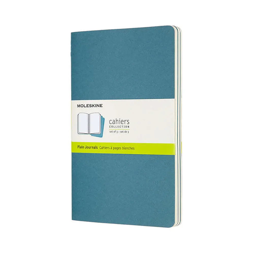 Moleskine Cahier Soft Cover Notebook Plain Set Large (Brisk Blue) [3-Pieces] 1