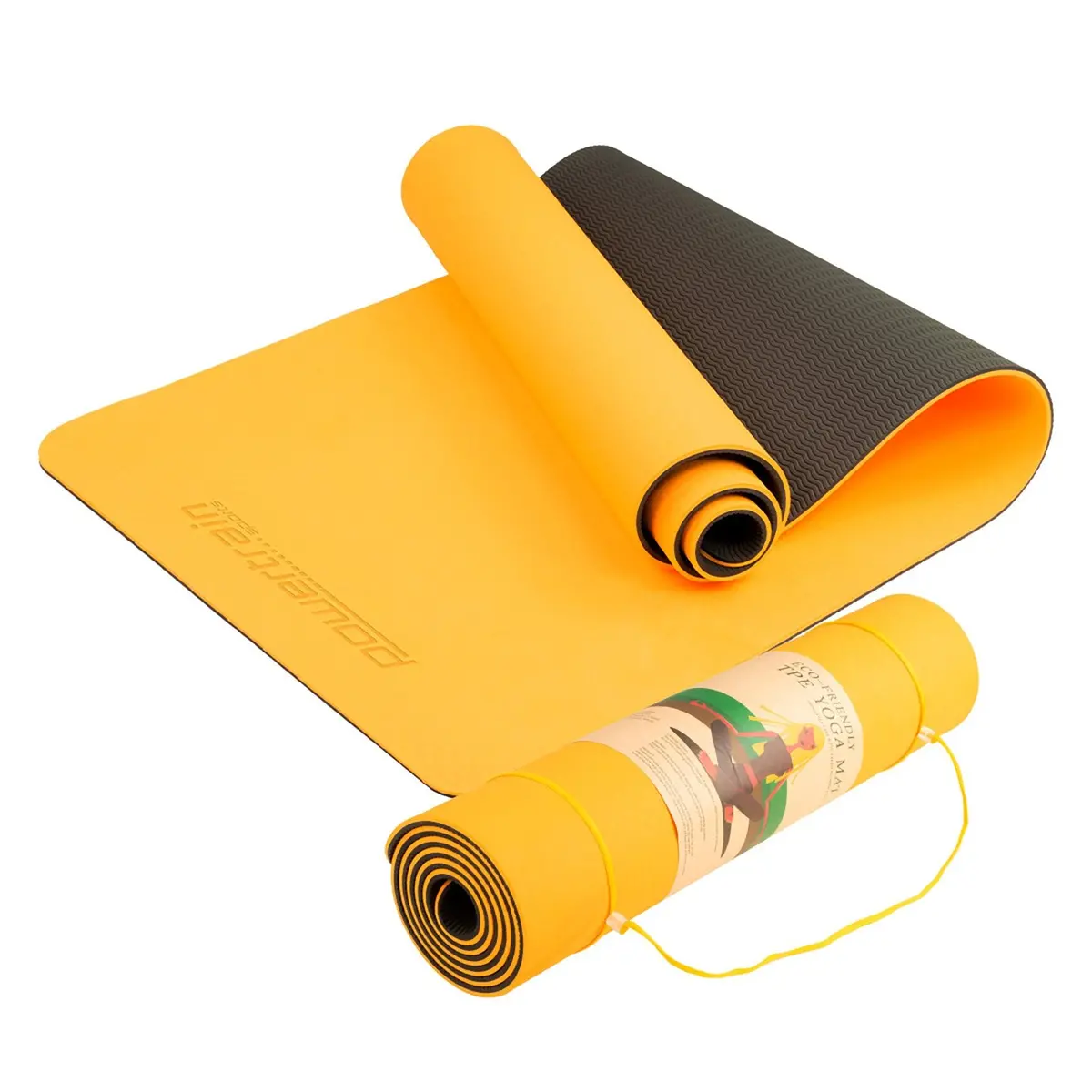 Powertrain Tpe Yoga Exercise Mat Home Gym Pilates Fitness 8Mm Thick In Orange 1