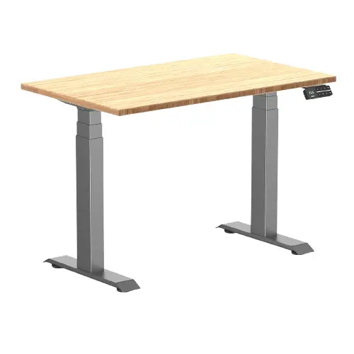 Desky Dual Mini Bamboo Sit Stand Desk 100Cm (Bamboo Desktop/Space Grey Frame) 1