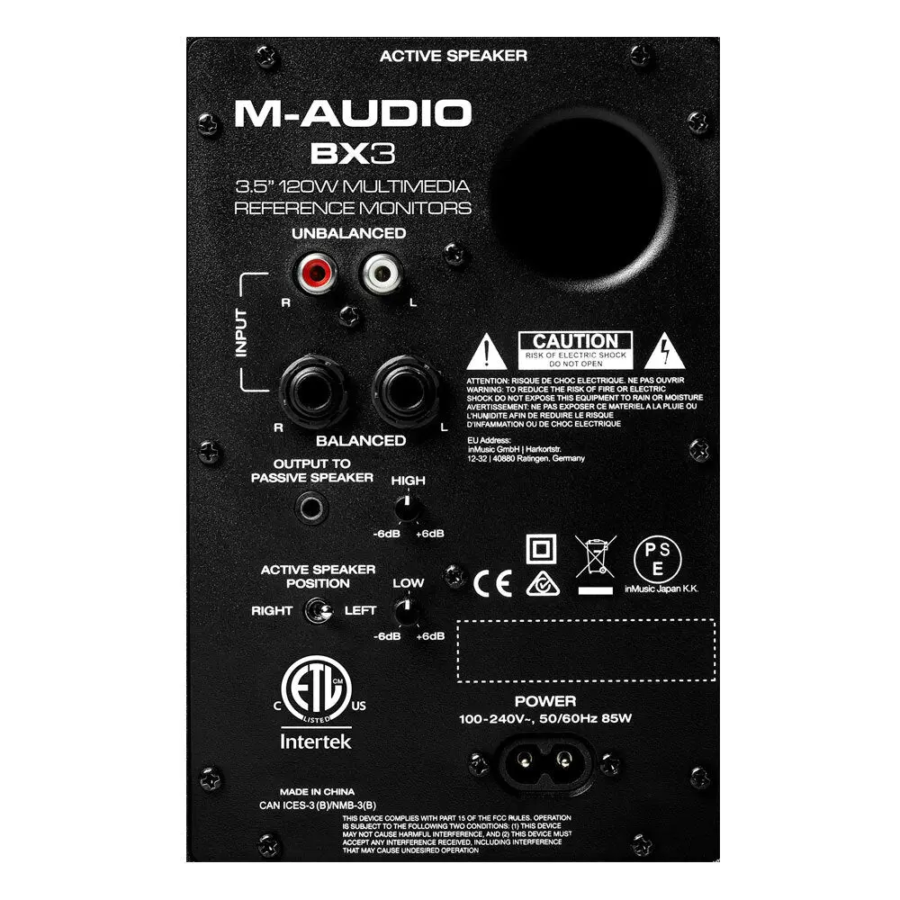 M-Audio Bx3 D3 Powered Studio Desktop Speakers Pair (Black) 2