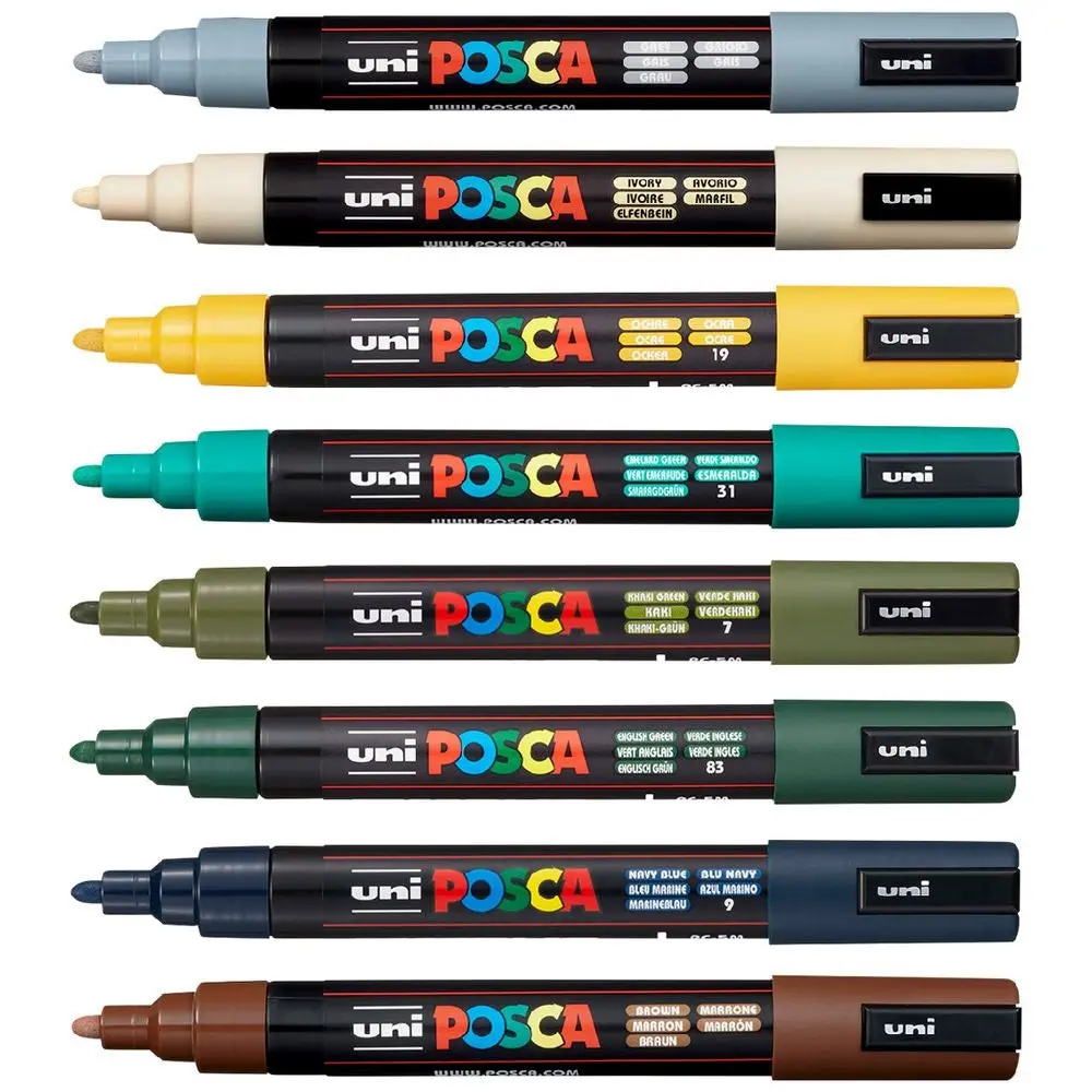 Uni Posca Pc-5M Paint Markers Bullet Tip Medium 8 Colour Pack (Earth Tones) 2