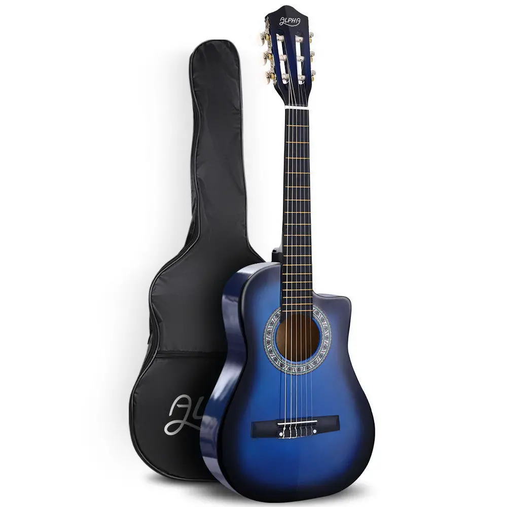 Alpha 34" Classical Guitar Wooden Body Nylon String Beginner Kids Gift (Blue) 1