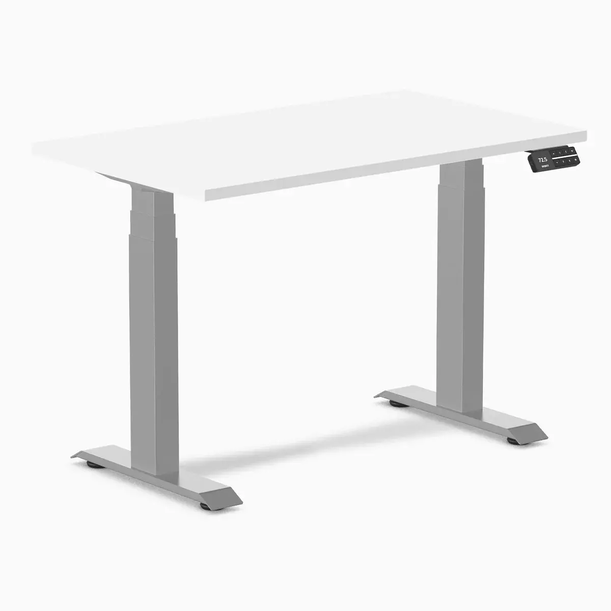 Desky Dual Mini Sit Stand Desk 1000X600 White Desktop And Grey Frame 1