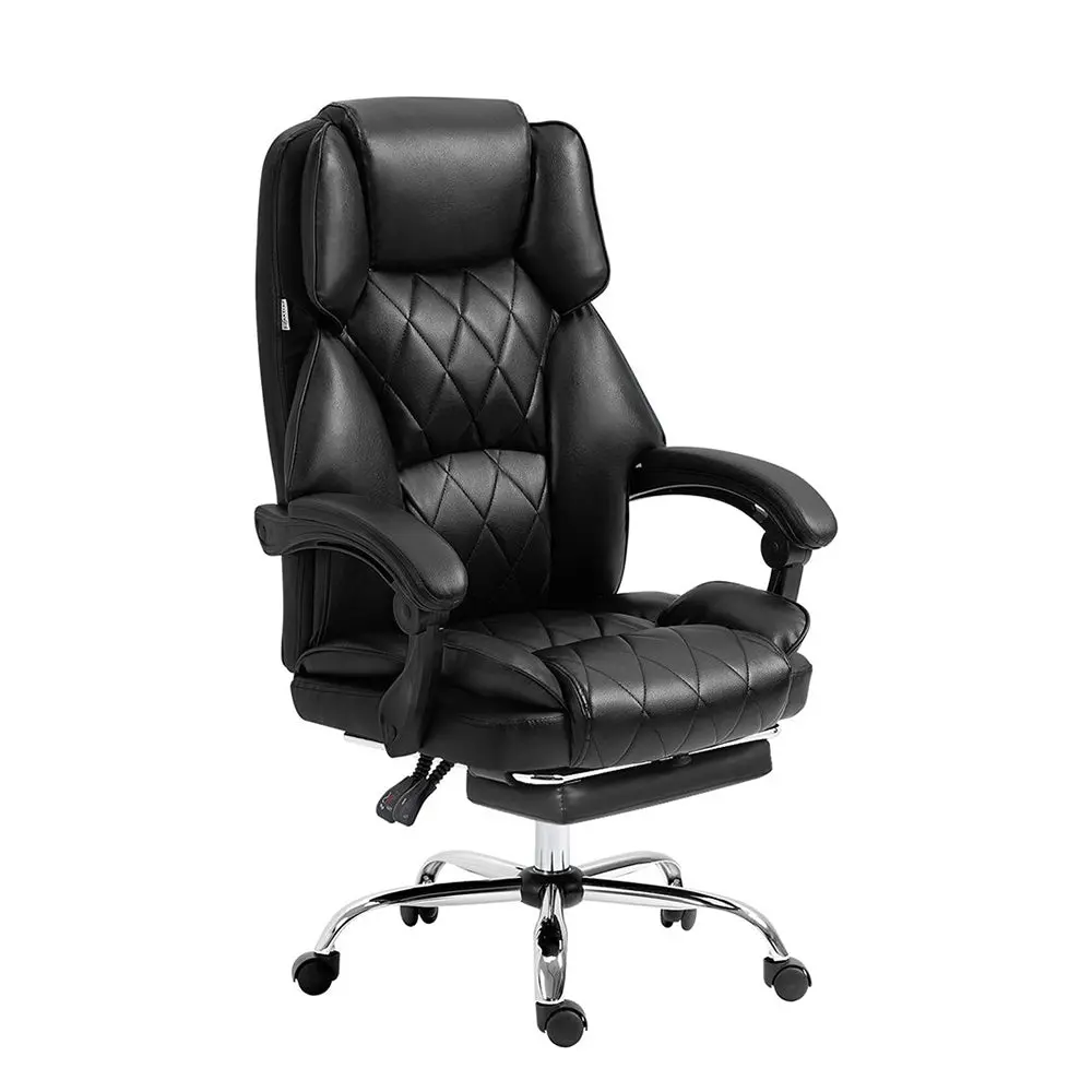 Artiss Executive Office Chair Leather Footrest (Black) 1