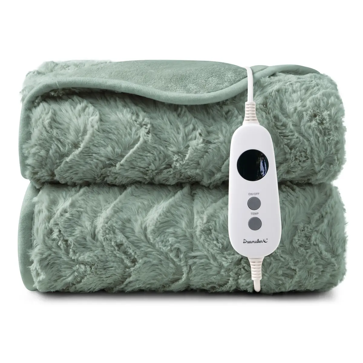 Dreamaker 500Gsm Faux Fur Electric Heated Throw Blanket [180X200cm] (Leaf) 1