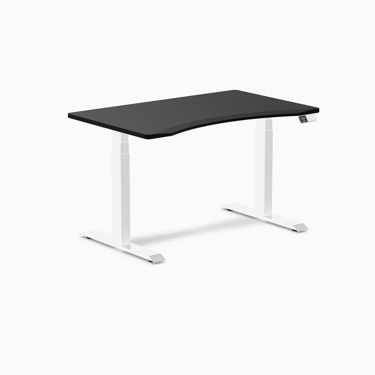 Desky Dual Ergo Edge Sit Stand Desk 120Cm Black Desktop And White Frame 1