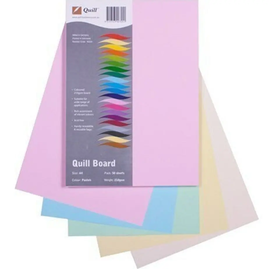 Quill Xl Multiboard Paper 210Gsm A4 Pack 50 (Assorted Pastels) 1