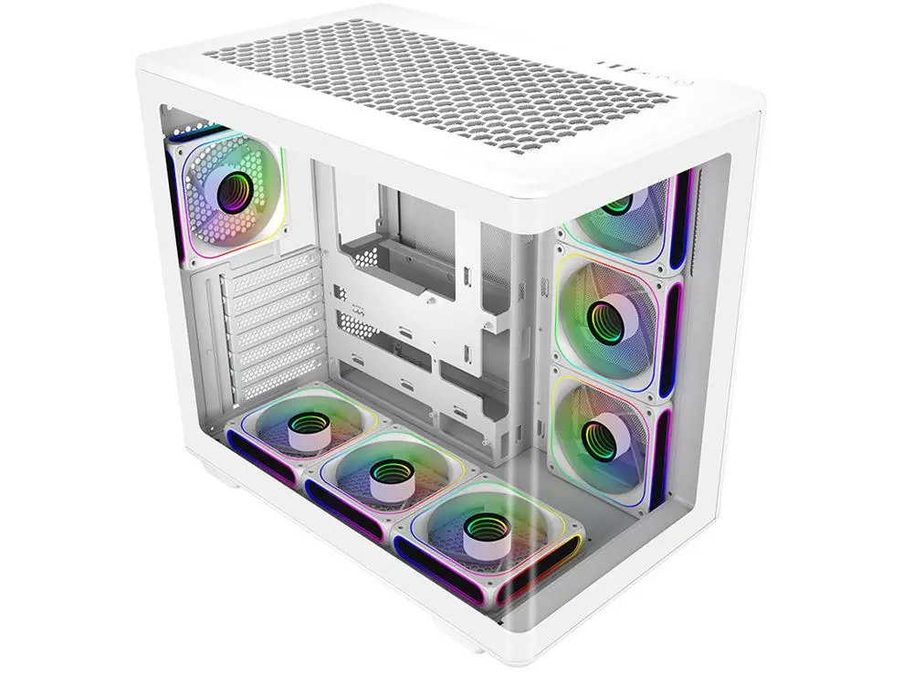 Cooler Master 600 Curved Tempered Glass Dual-Chamber Atx Case - White 2