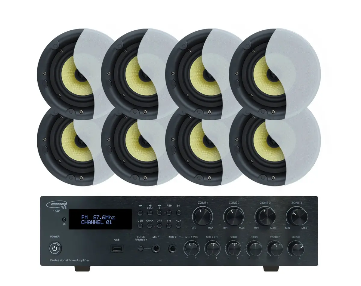 Weconic Bluetooth Amplifier + 8X6" Ceiling Speakers Package 1