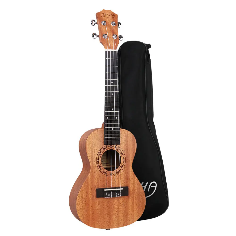 Alpha 23" Ukulele Natural Mahogany Concert Beginner Gift With Carry Bag 1
