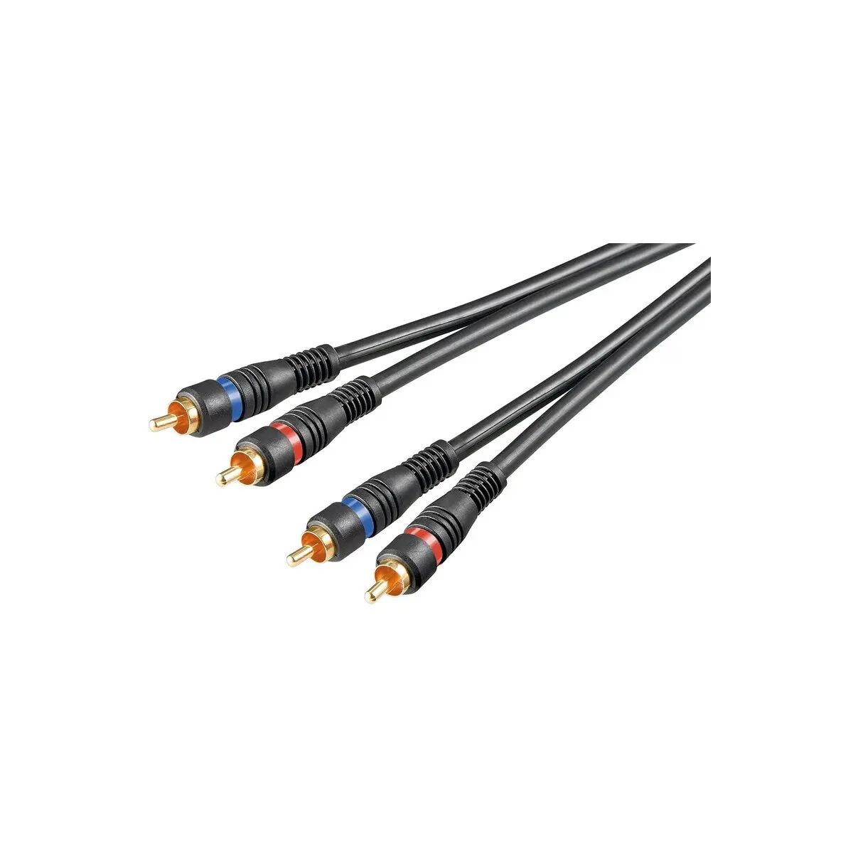 Goobay Stereo Rca Cable 2X Rca Double Shield Ofc For Speakers/Hi-Fi Systems/Amplifiers/Home Cinema Systems/Dj Mixing Console - Black 2