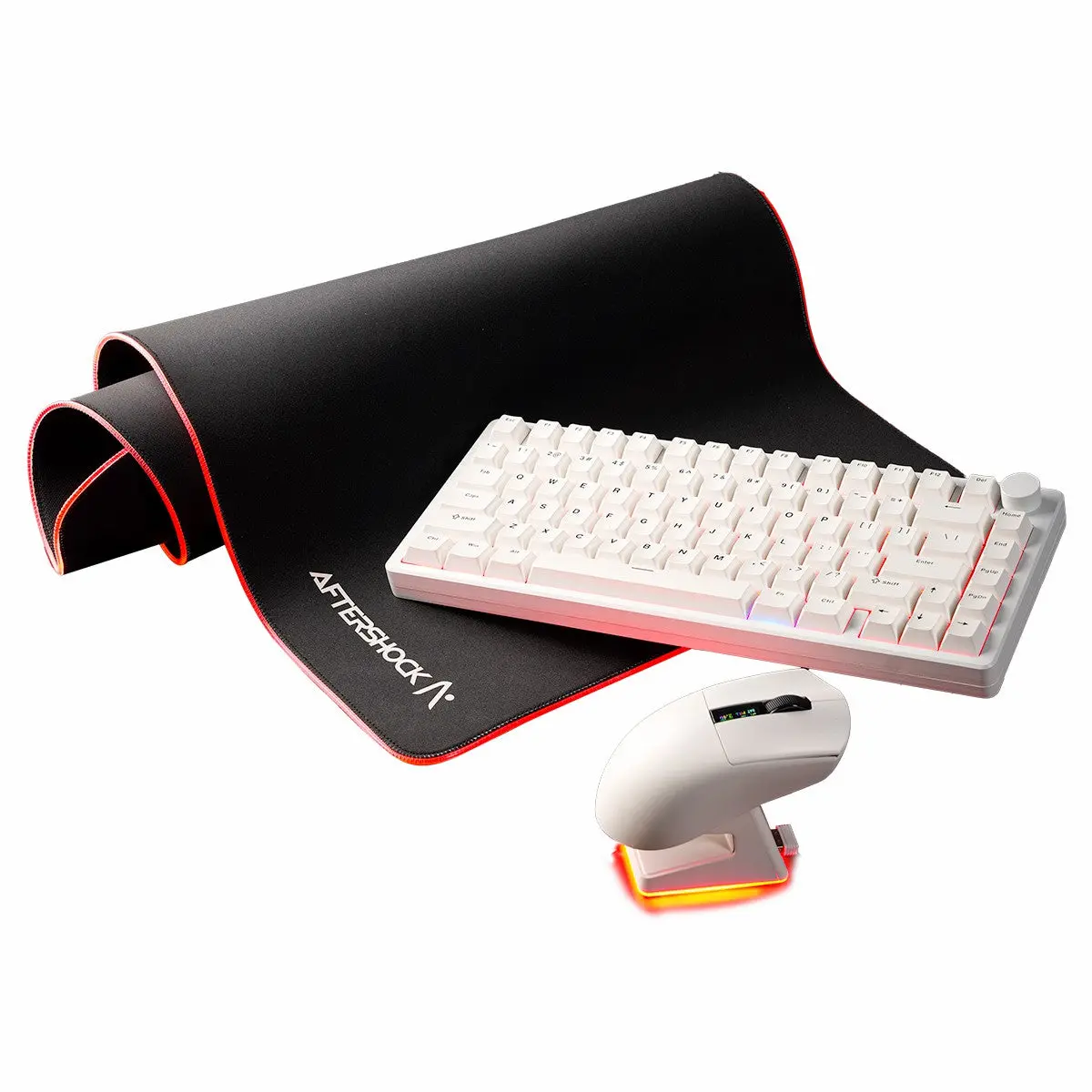 Aftershock Combo Kit – Oden 75 White Keyboard, Sliver+ Xxl Rgb Gaming Mouse Pad & M1 Pro White Wireless Mouse 1