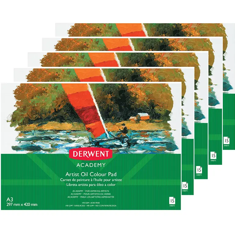 Derwent Academy Artist Oilpaints Pad Landscape A3 15 Sheets 5 Pack 1