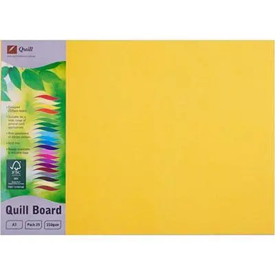 Quill Board Paper 210Gsm A3 Pack 25 (Lemon) 1