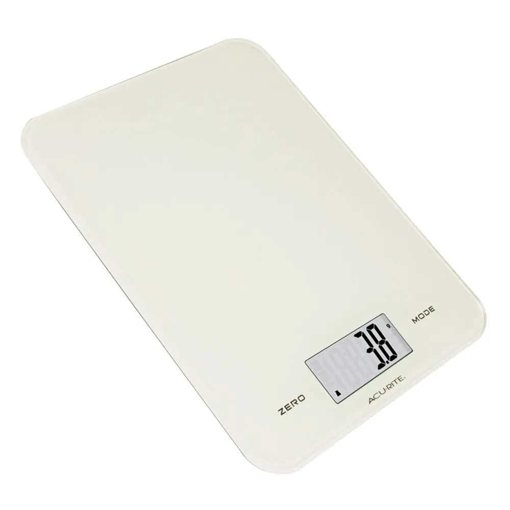 Acurite Large Slim Line Glass Digital Kitchen Food Measure Scale 1G/8Kg (White) 1