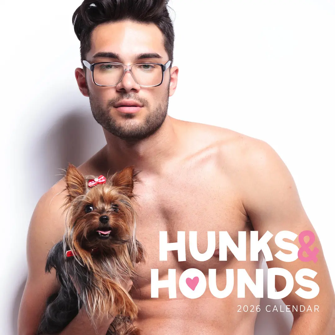 Paper Pocket Hunks And Hounds 2026 Calendar 1