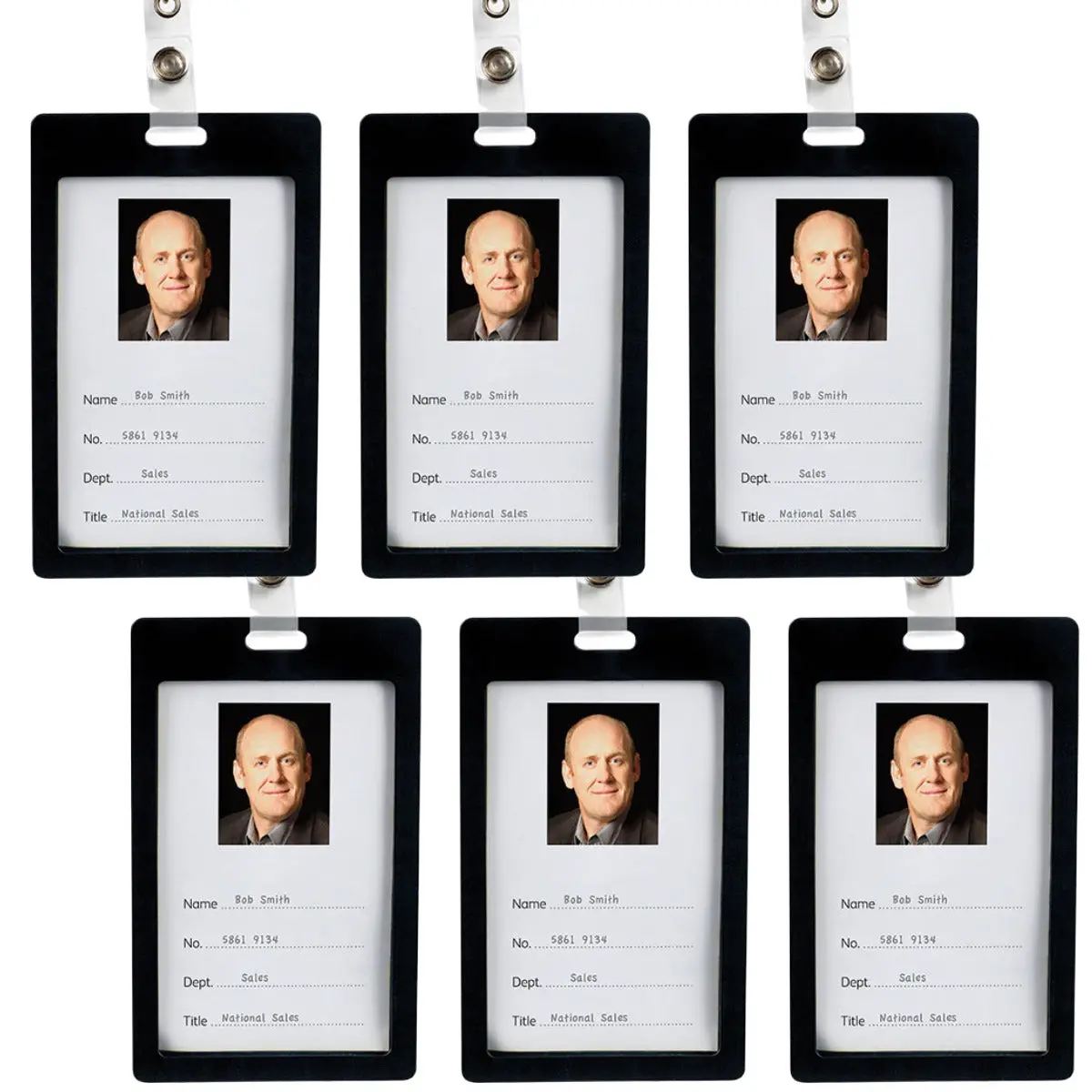 Rexel Id Coloured Plastic Card Holder Portrait Black Pack 6 1