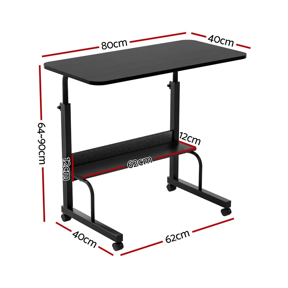Artiss Portable Sit‑Stand Laptop Desk Height Adjustable Workstation 80Cm - Black Wood 2
