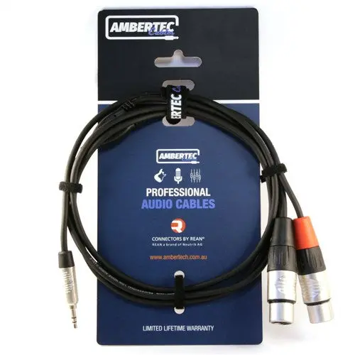 Ambertec Cables Y Cable 3M Rean 3.5Mm Trs Plug - 2 X Xlr F 1