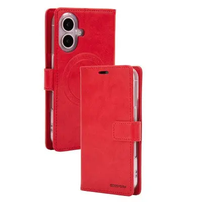Goospery Bluemoon Diary For Iphone 16 Plus - Red, With Magsafe 1