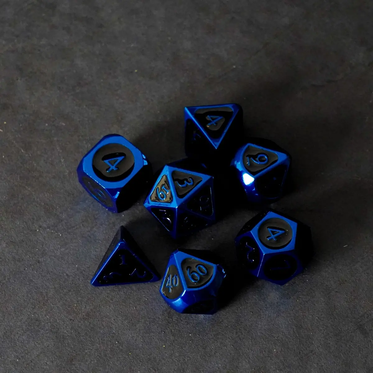 Fanroll By Metallic Dice Games Mdg Metal Polyhedral Dice Set - Blue/Black Enamel 2