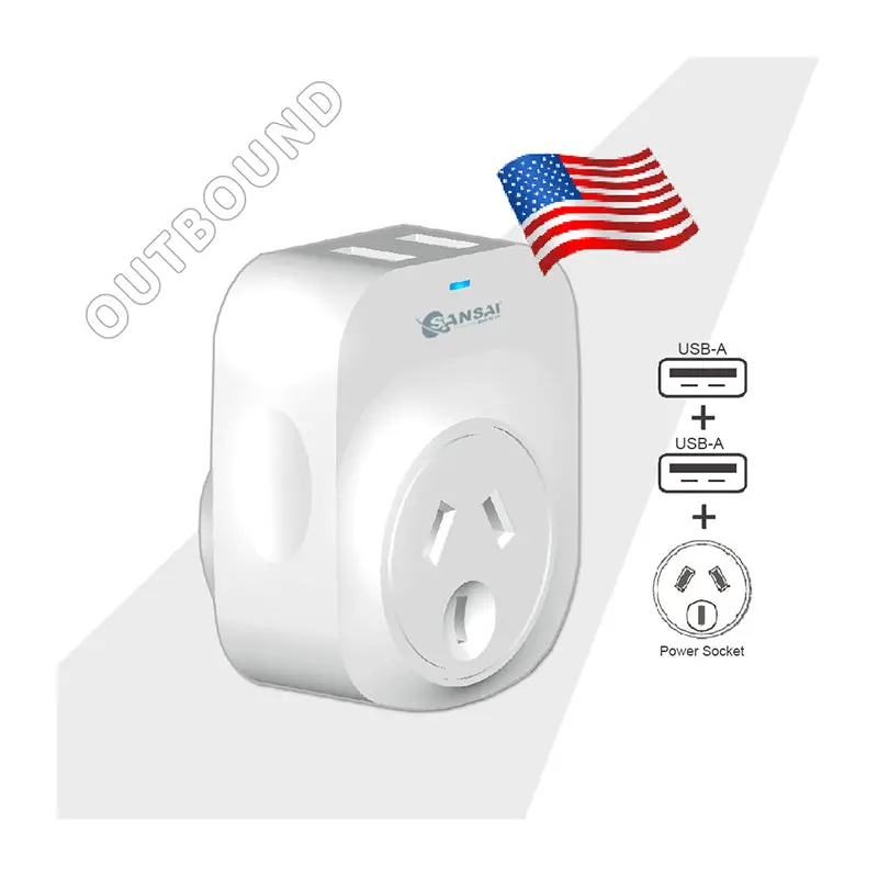 Sansai Travel Adaptor With 2 X Usb Ports - Au/Usa Region 2