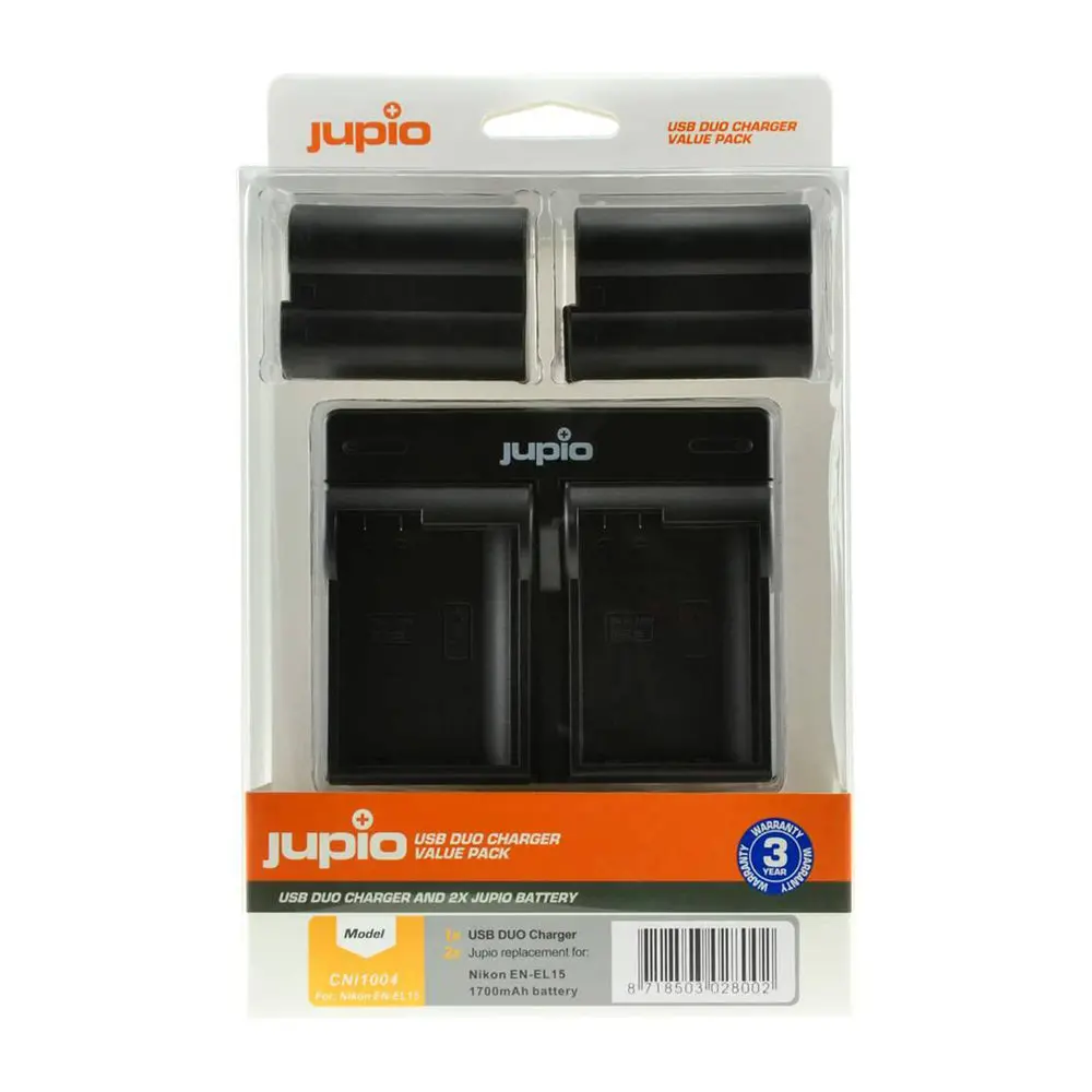 Jupio 2X Batteries 1700Mah & Usb Dual Charger Kit For Nikon En-El15 2