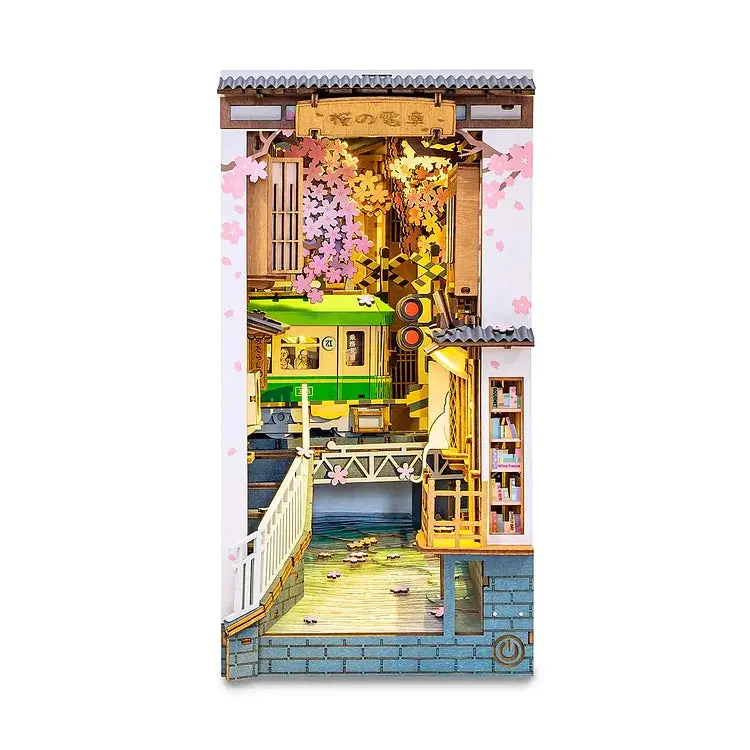 Robotime Diy Bookends Kit Sakura Densya 1