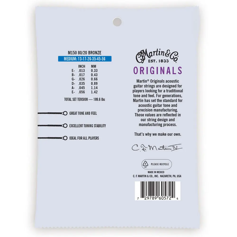 Martin Guitar Ma150 Authentic Acoustic Strings 80/20 Bronze Medium 2