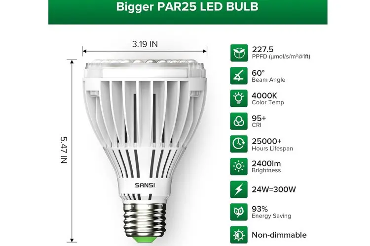 Sansi E27 Par25 24W Led Grow Light Bulb 2