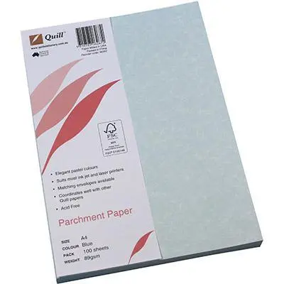 Quill Parchment Paper 90Gsm A4 Blue Pack 100 1