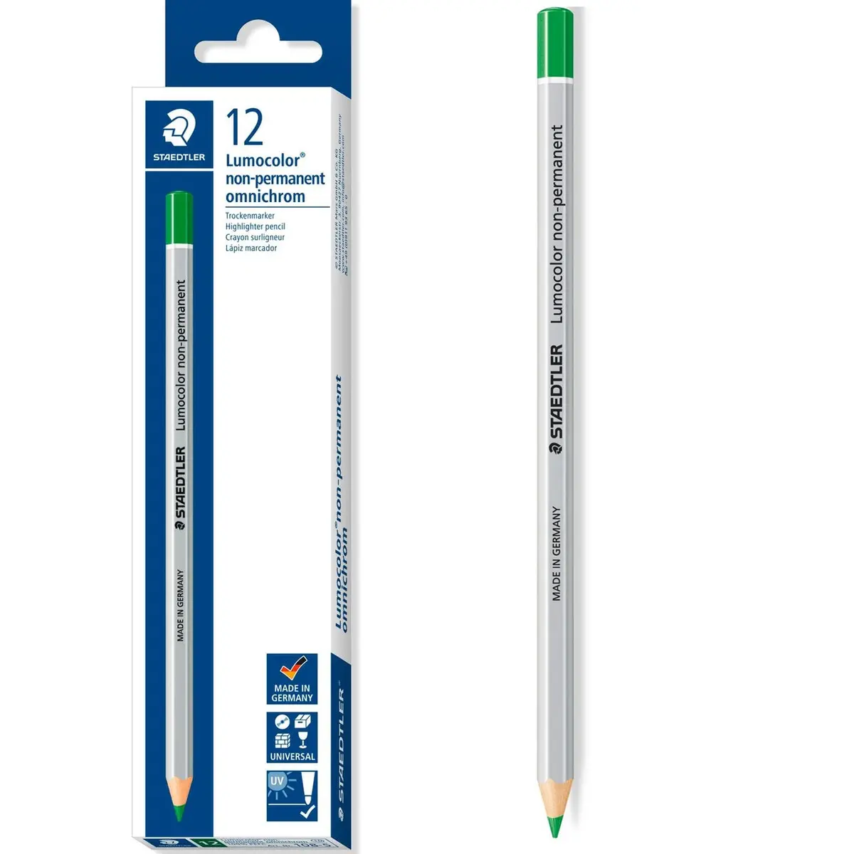 Staedtler 108 Lumocolor Non-Permanent Omnichrom Pencils Green Box 12 1