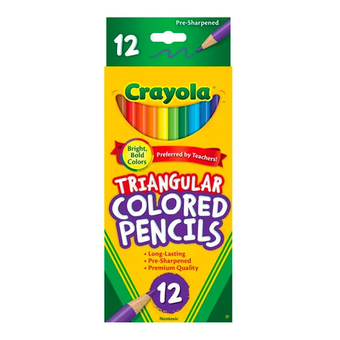 12Pc Crayola Full Size Triangular Coloured Pencils 3+ 1