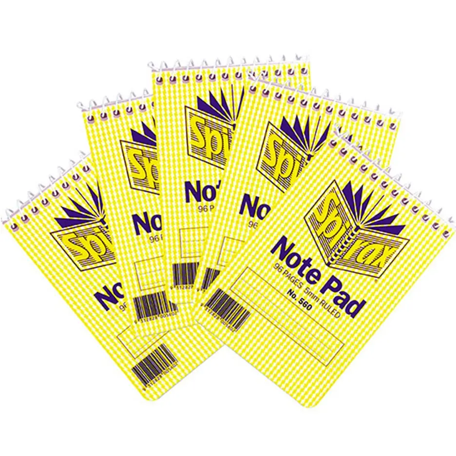 Spirax 560 Notebook Spiral Bound Top Opening 96 Page 112X77mm Pack 5 1