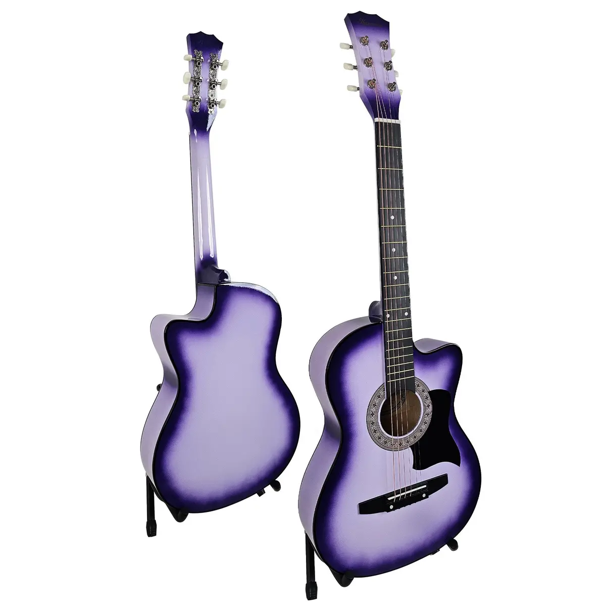 Karrera 38" Pro Cutaway Acoustic Guitar With Carry Bag (Purple Burst) 2