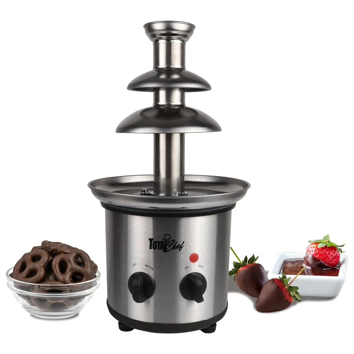 Total Chef 3 Tier Chocolate Fondue Fountain 680G Capacity, Stainless Steel 1