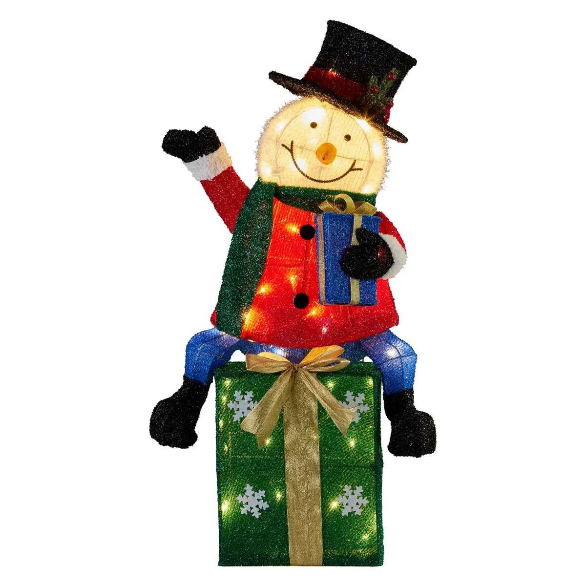 Christabelle 85Cm Christmas Snowman On Presents Display With Lights 1