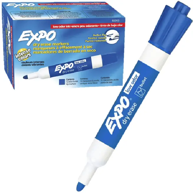 Expo Whiteboard Marker Bullet Tip Blue Box 12 1