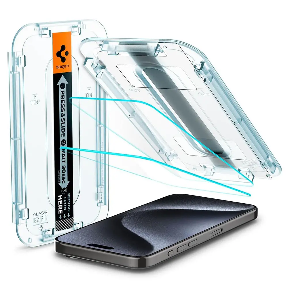 Spigen Apple Iphone 15 Pro Ez Fit Glas.Tr Slim 2Pcs Glass Screen Protector - Clear 1