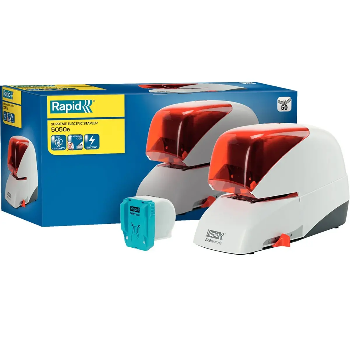 Rapid 5050E Supreme Electric Stapler Silver Orange 2