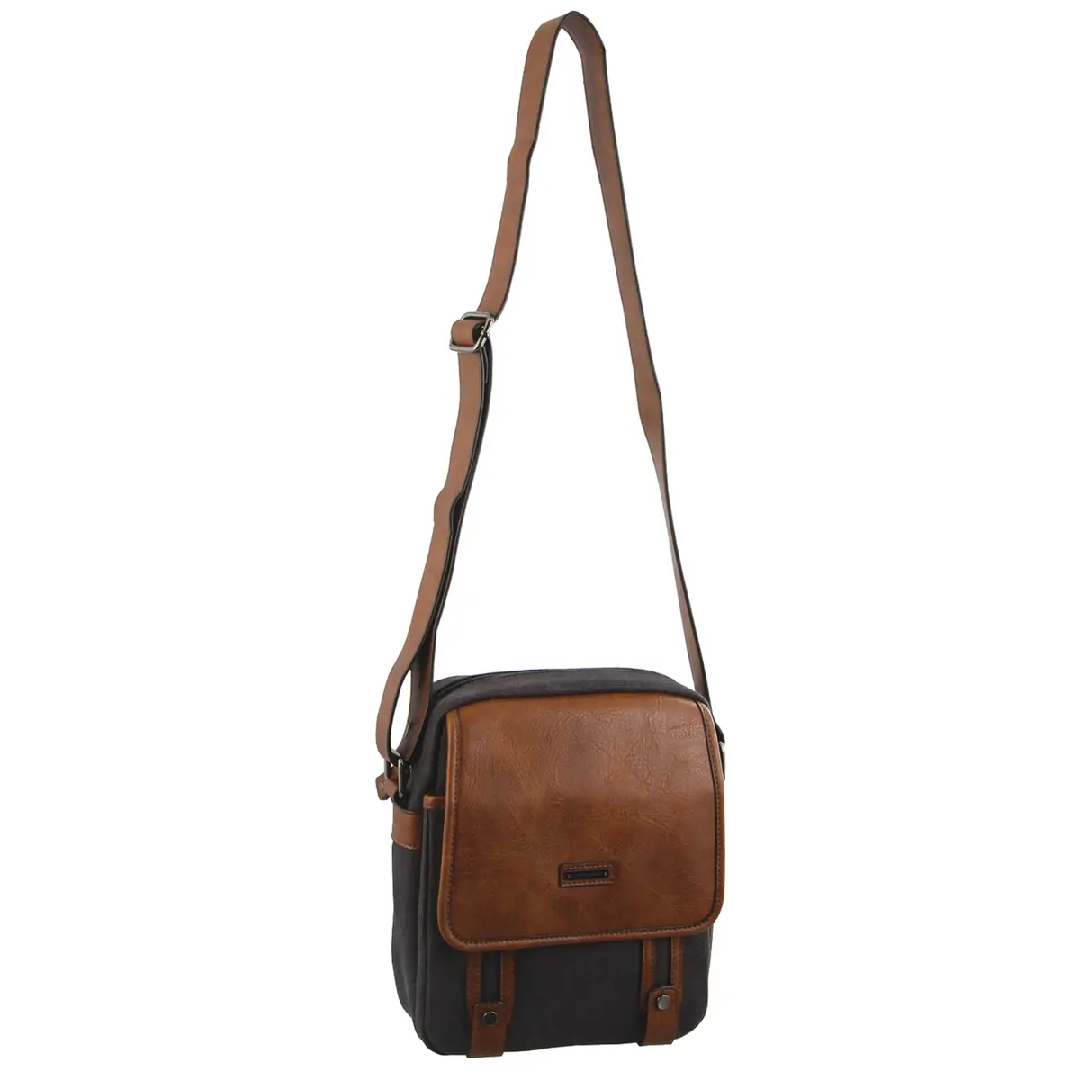 Pierre Cardin Canvas Cross Body Bag (Black/Cognac) 1